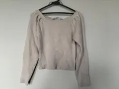 Nice clamp リボン付きオフショルダーセーター F ベージュ