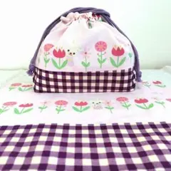 大きめ　お弁当袋セット　ハンドメイド　うさぎ