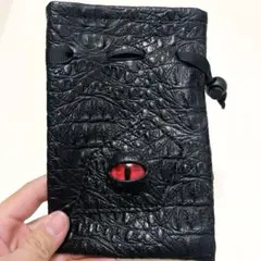 ダイスバッグ ブラックレザー ドラゴンアイ パターン ひも