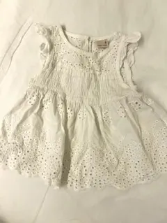 petit main 刺繍フリルトップス 80