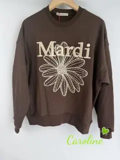 マルディメクルディ トレーナースウェット刺繍ブラウンクリーム 新品未使用品です