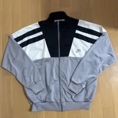【極美品】90s NIKE 銀タグ トラックジャケット 日本製M 黒白 刺繍ロゴ