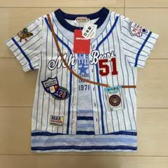 ミキハウス　ベースボール　プッチーだまし絵Tシャツ　110cm