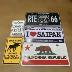 アメリカン雑貨 ブリキ看板 5枚セット