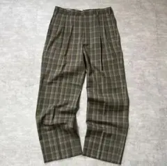 配色抜群 90s vintage チェック 2タック ワイド スラックスのサムネイル