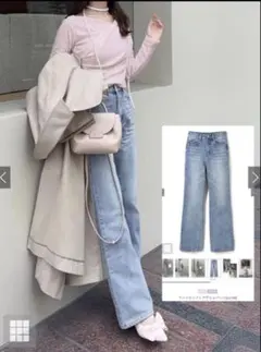 ワイドセミフレアデニムパンツ　cu136 S