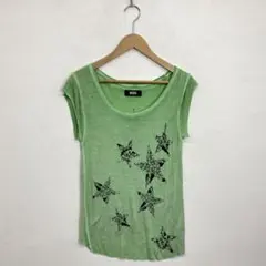 00s DIESEL Tシャツ ピチT グリーン 星 y2k 平成ギャル