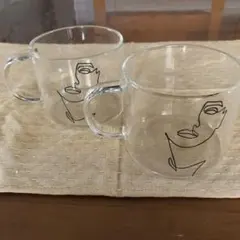 ガラスコーヒーカップ 2個セット　ペアマグカップ