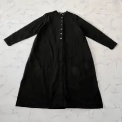 ZUCCA / リヨセル サテン ブラック ロングコート シャツ ワンピース M 