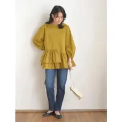 アメリカンホリック（M）2段フリル チュニック マスタード カジュアル可愛い