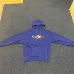 カラフルロゴ 紫色 フード付きパーカー