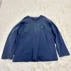 【希少】トミージーンズ Vネック スウェット XL ネイビー 刺繍ロゴ