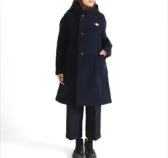 ✨DANTON✨ ウールモッサフードロングコート　ネイビー　完売モデル