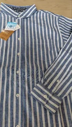 ストライプ柄 綿100% 長袖シャツ LLサイズ