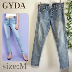 GYDA ジェイダ スキニー デニム パンツ ダメージ加工 ミドルウエスト