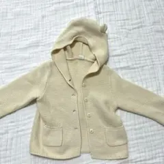 18m 24m GAP カーディガン　フード付き　くま　クマ耳　ボタン　ホワイト