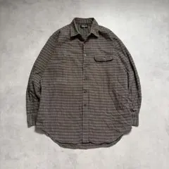 シンプルライフ　チェック柄 長袖 シャツ　ブラウン　L　コットン フランネルのサムネイル