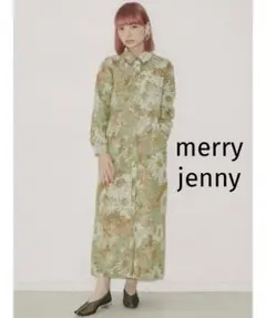 ◆希少、美品◆ merry jenny floralジャガードシャツワンピース