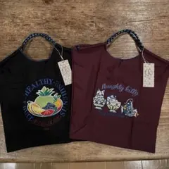 【新品】刺繍 エコトートバッグ M 2個セット　超軽量　明日発送　早い者勝ち