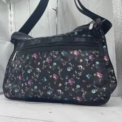 美品 レスポートサック デラックスエブリデイ ショルダーバッグ 花柄 黒