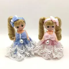 ミキちゃんマキちゃん服 ドレス 水色&ピンク色・パールのサムネイル