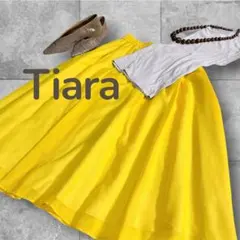 【Tiara】ティアラ未着用タグ付き　ボイルギャザースカートゴムウエストイエローのサムネイル