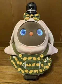 ラボ服⭐︎らぼ服 たい焼き柄の抹茶色オーバーオール風ワンピース♡たい焼き飾りつき