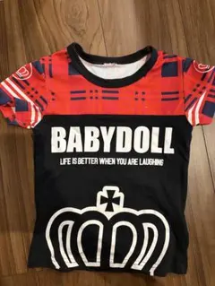 BABYDOLL 半袖Tシャツ 王冠ロゴ チェック柄