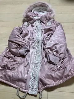 メゾピアノ　フード付きピンクコート