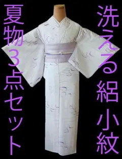 値下げ交渉OK！」夏物 洗える ポリエステル 絽 小紋 セット F223