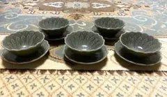 【新品】小鉢&受け皿5つセット　蓮の葉のデザイン　茶碗