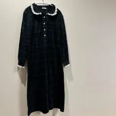 Ekouaer チェック柄長袖ワンピース 【Mサイズ】　可愛い　グリーン系のサムネイル