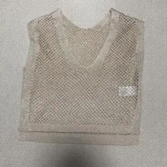 値下げ　新品未使用　ベージュ Vネック メッシュニットベスト
