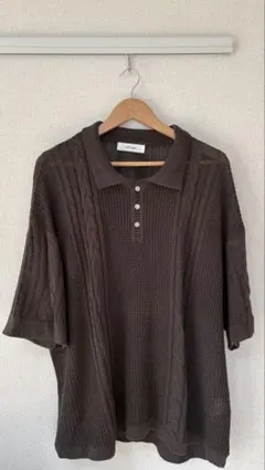 【selle glant】ケーブルラインメッシュポロニット