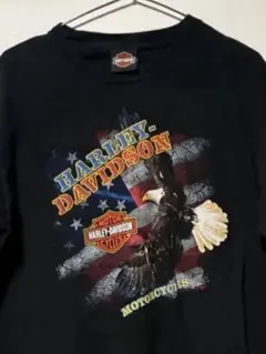 ハーレーダビッドソン Tシャツ L イーグル 星条旗 USA製 両面 黒