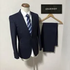 レスリーグラント セットアップ スーツ ネイビー ストライプ YA6 上下 濃紺
