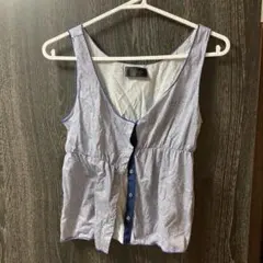 UNTITLED ノースリーブ トップス ブルー 夏 コットン100 綿