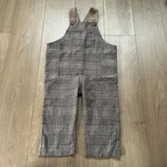 秋チェック柄 サロペット ロンパース 90cm