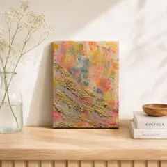 抽象画 油彩画 テクスチャーアート 黄色 f8サイズ - メルカリ