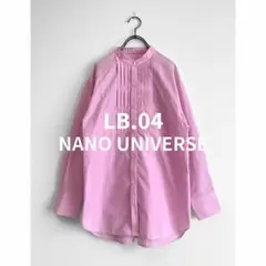 ナノユニバース◆ピンクピンタックシャツFREEバンドカラー長袖シャツ