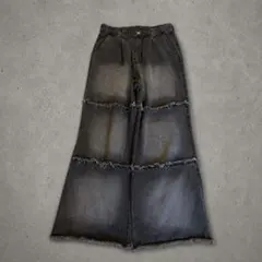 opium ワイドデニムパンツ 黒 リメイク y2k archive swag - メルカリ