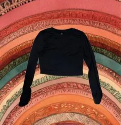 SHEIN ブラック クロップドTシャツ 海外 y2k シンプル