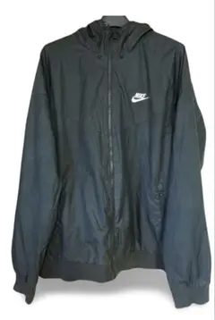 NIKE ナイロンジャケット ブラック フーディ Lサイズ ジップアップ 古着