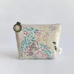 猫 ボタニカル ミニポーチ ハンドメイド