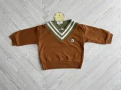 【最終価格】新品　90cm Ｖネック　長袖トレーナー　ブラウン