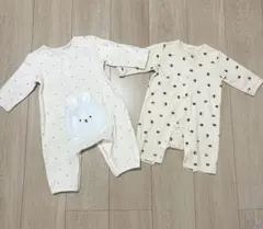 【美品】ロンパース　カバーオール　長袖　80おしりアニマル 60-70