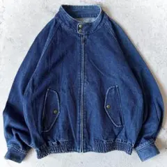 珍品 90s デニム スウィングトップブルゾン 短丈 ハリントンジャケット 青