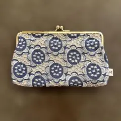 AYANOKOJI がま口 ポーチ　刺繍&レース　ブルーのサムネイル