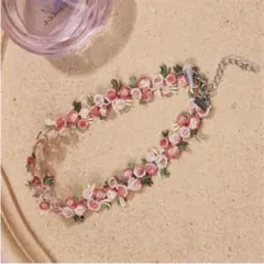 フラワーチョーカーネックレス（ピンク）