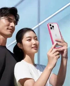 【ピンク】CASEKOO iPhone14Proケース 耐衝撃 クリア